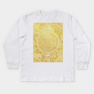 Medallion Pattern in Mustard and Cream Kids Long Sleeve T-Shirt